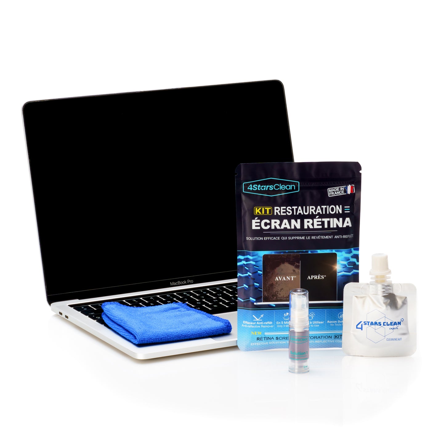 4StarsClean Kit Staingate Cleaner / Nettoyage de revêtement antireflet pour écran MacBook Retina